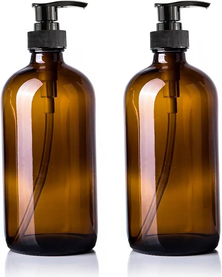 2 braune Glas-Pumpflaschen 500 ml – für Seife & Lotion | Wiederverwendbare Braunglasflaschen mit Pumpe – geeignet für Seife, Lotion, Shampoo & Spülmittel