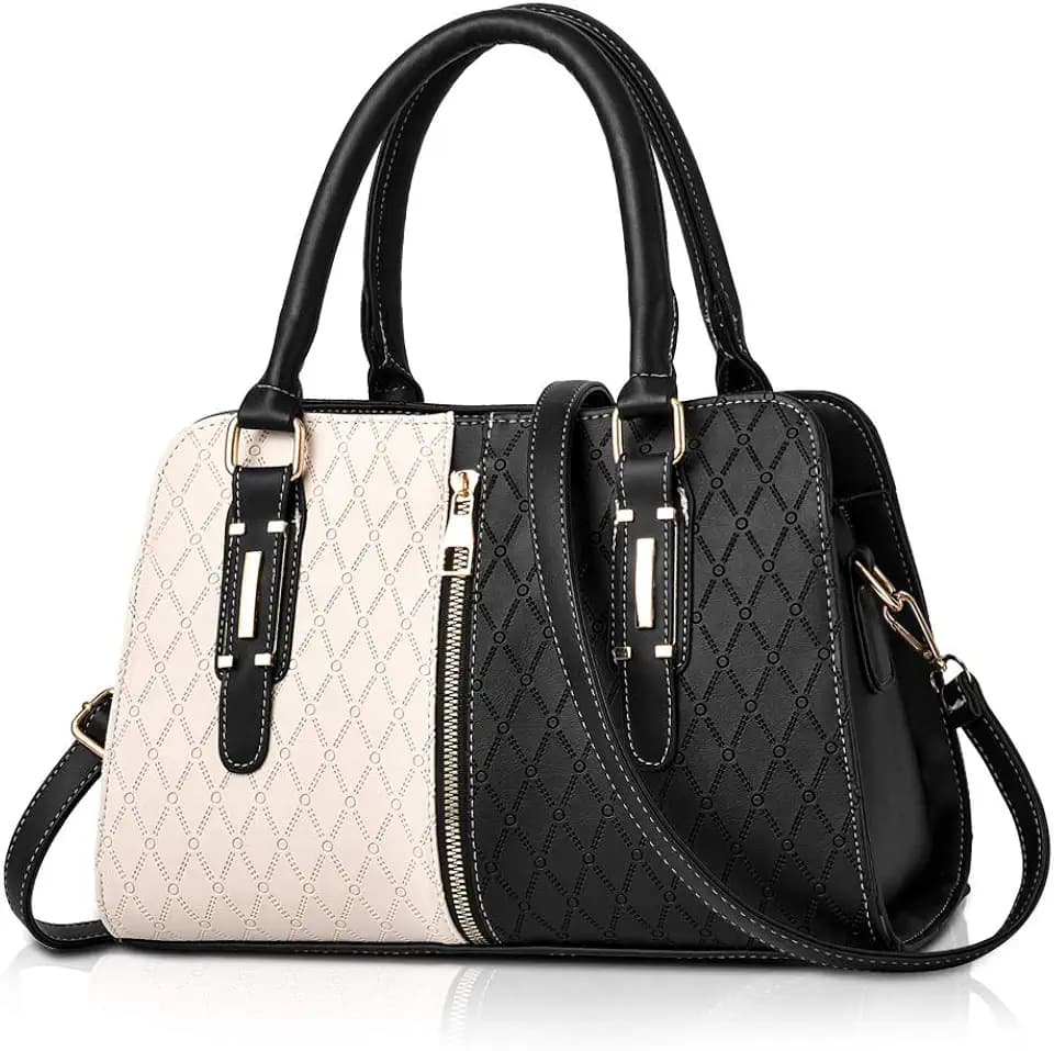 NICOLE & DORIS Schultertasche Damen Mode PU Leder Schick Shopper Handtasche Umhängetasche Tote Handtaschen mit Quasten Schwarz