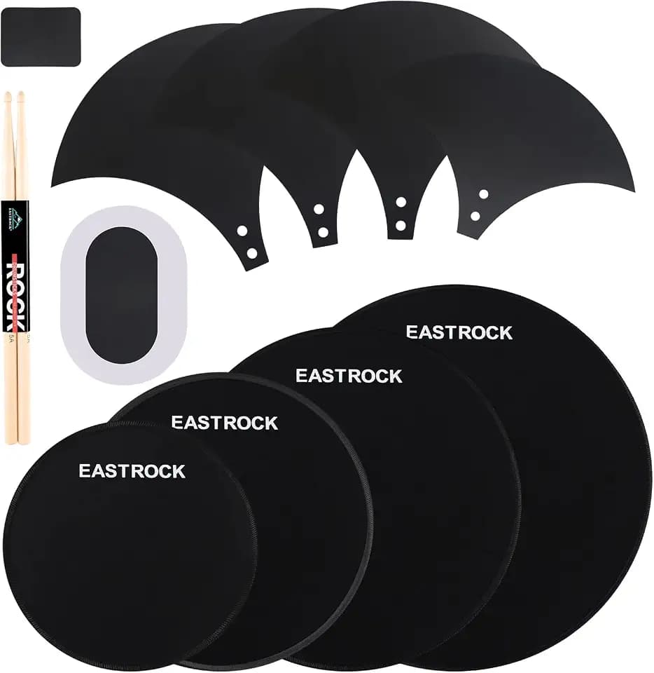 EASTROCK Drum Mute Pads Set 11 Pieces Fit 10”, 12”, 14”, 16"Drum,Black