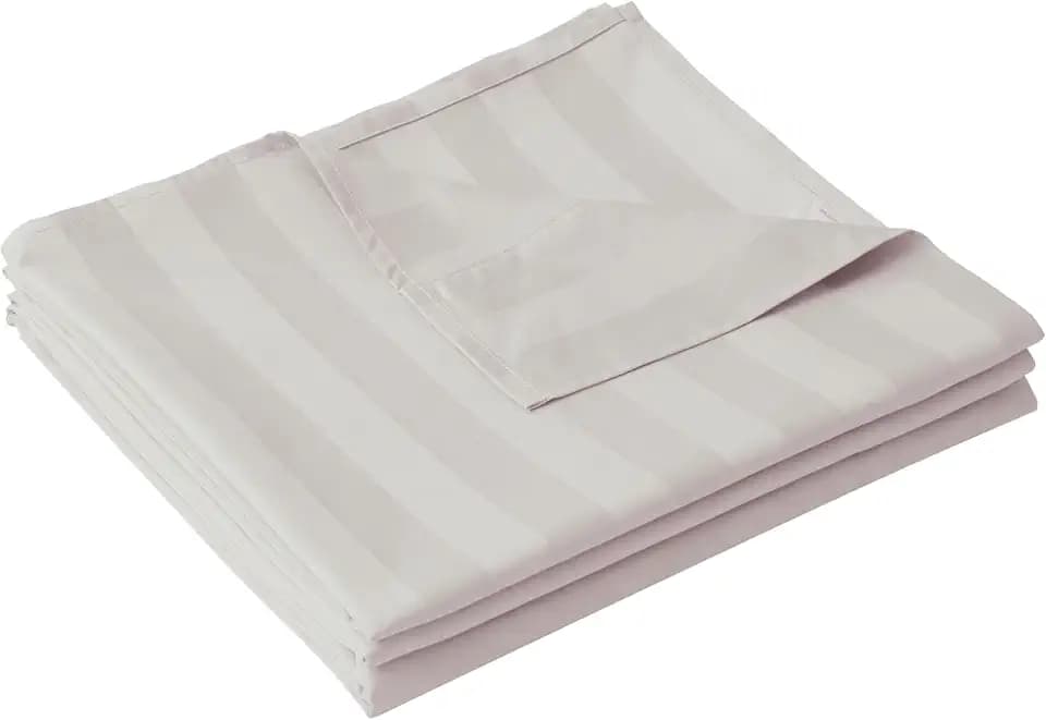 Cotton King Flat Sheet Only, 600 Thread Count 100% Egyptian Cotton Top Sheet 1Pcs, Cool & Breathable Flat Bed Sheets Wrinkle, Fade, Stain Resistant (Beige Stripe King)