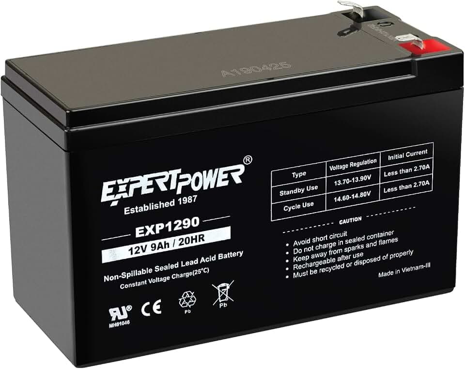 ExpertPower EXP1290, 12V 9AH SLA AGM Rechargeable 12V Battery Backup