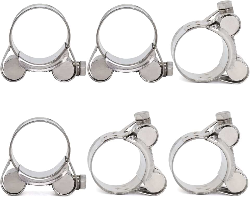6 Stück Gelenkbolzenschellen Edelstahl Schlauchschellen Starke Schlauchklemme Spannbereich 20-22mm, Bandbreite 18mm