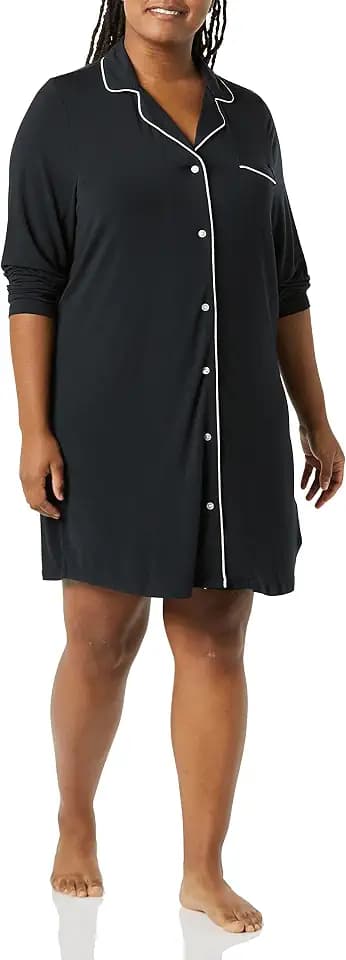 Amazon Essentials Women's Breathable Piped Nightshirt (Available in Plus Size)
