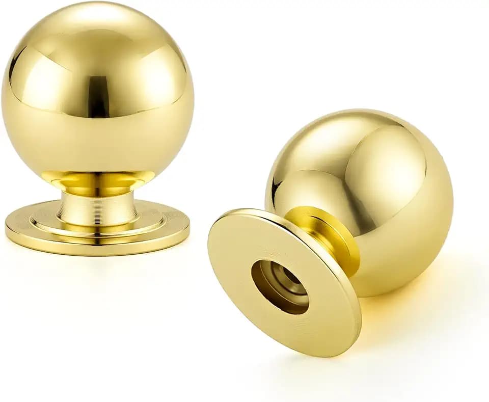 Polished Brass Cabinet Knobs, 12 Pack Round Dresser Knobs 0.95" Diameter
