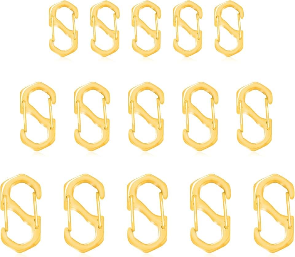 15Pcs 3Size Double Opening Lobster Clasps Necklace Shortener Clasp Stainless Steel Necklace Clasp S Lock Bracelet Connectors Jewelry Clasps and Closures Necklace Clips for DIY Jewelry Making(Gold)