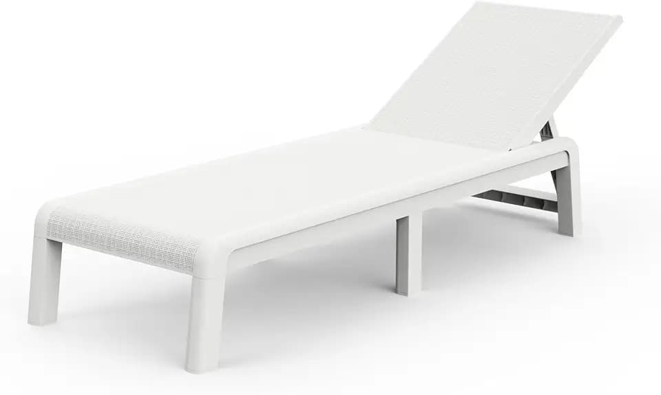 KETER Palma Sonnenliege für den Garten mit 4-Fach Verstellbarer Rückenlehne, klappbare Gartenliege, weiß, 187 x 58 x 29 cm, pflegeleicht, wetterfest und UV-beständig
