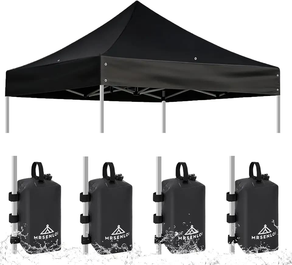 Mrsenloi 10x10 Canopy Replacement Top, with 4 Weight Bags, Black