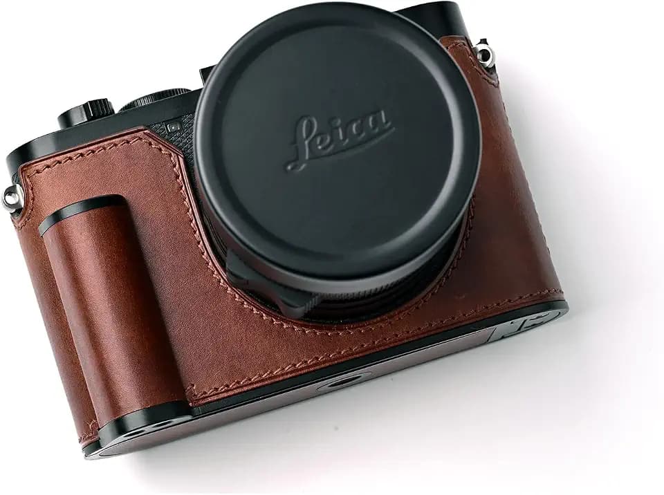 Handmade Genuine Leather Camera Case for Leica Q3/Leica Q3 Case/ - Top Layer Cowhide Body + Metal Base Plate + Hand Shank Design (Museum-c-Brown)