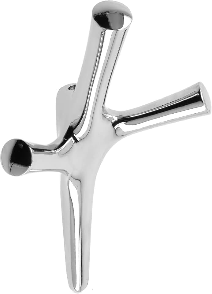 GTV - Kleiderhaken WALENCIA - Oberfläche: Chrom glänzend - Außen: 164 x 107 x 58mm - Garderobenhaken für Tür, Bad, Küche, Flur, Büro, DIY Metallhaken, Mantelhaken, Huthaken, Wand Haken