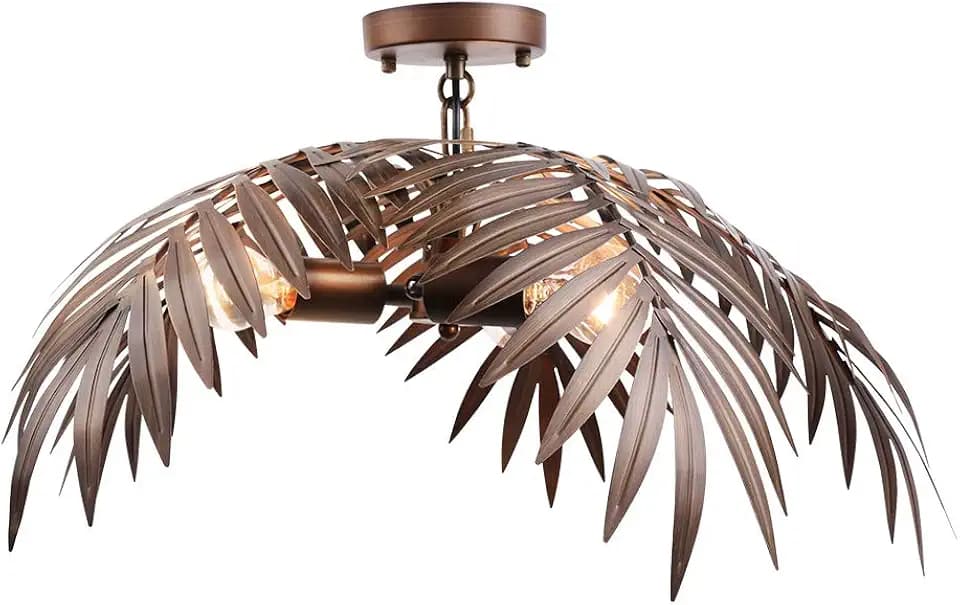 3-Light Vintage Tropical Coconut Leaves Ceiling Light