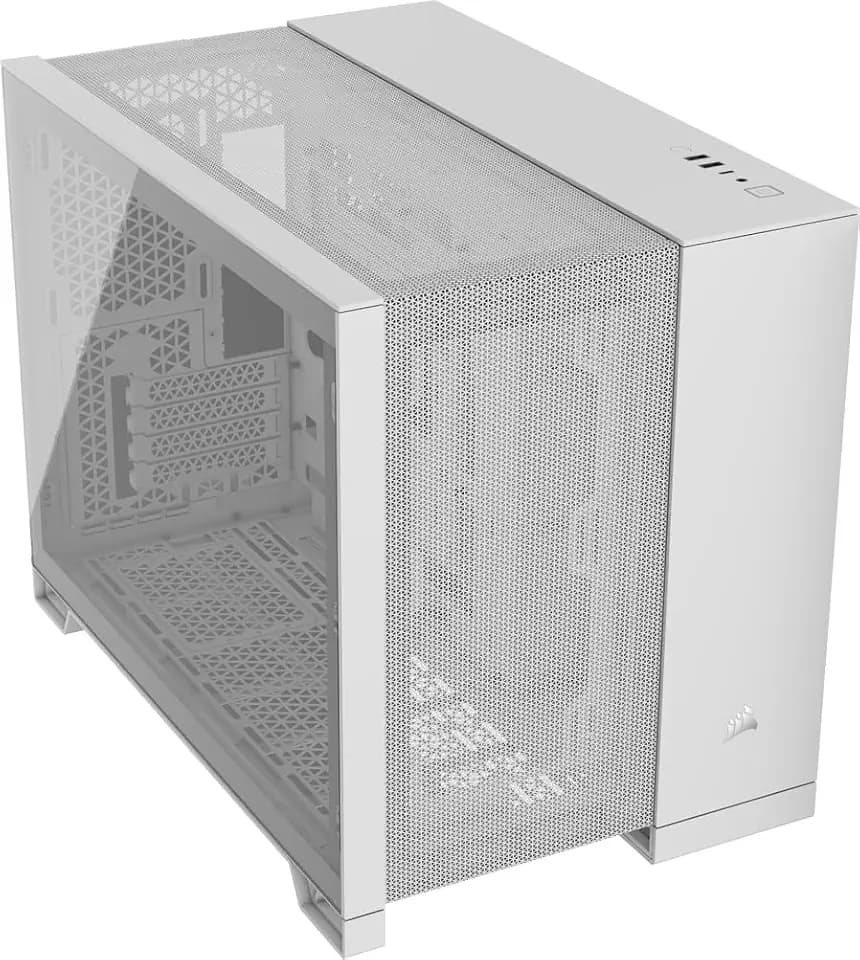 CORSAIR 2500D Airflow mATX PC Case – No Fans Included – Dual-Chamber Design – Wide Cooling Flexibility – Reverse Connection Motherboard Compatible – White
