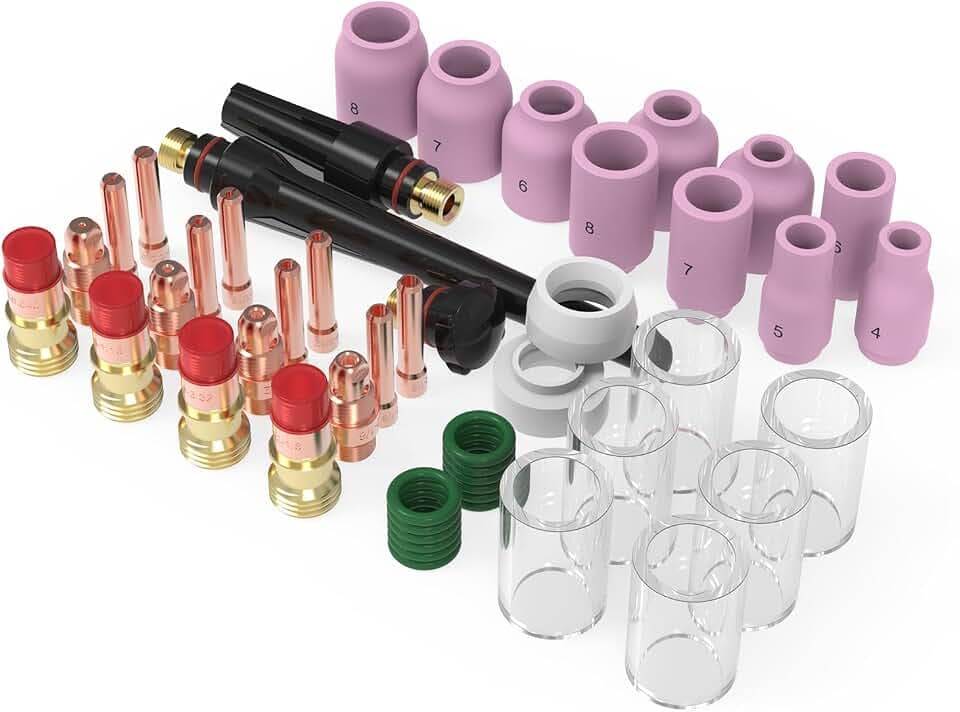 YESWELDER 49Pcs TIG Welding Torch Stubby Gas Lens #10 Glass Cup Kit