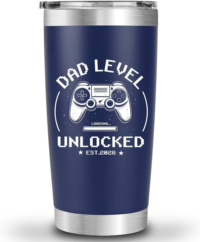 Promoted to Dad 2026 Tumbler 20oz – New Dad Gifts for First Time Daddy, Expecting Daddy Present For Birthday, Father’s Day, Christmas Cups From Friend, Baby, Kid, Wife