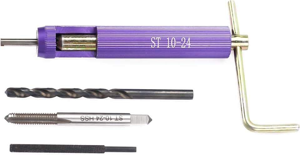 10-24 UNC x 1.5D Gewindeeinsatz, 50 Stücke Gewinde Reparatureinsätze, Edelstahl Schrauben Gewindeeinsätze Kit mit Bohrer Installation Werkzeuge, Breaker Werkzeuge, Bohrer, Gewindebohrer