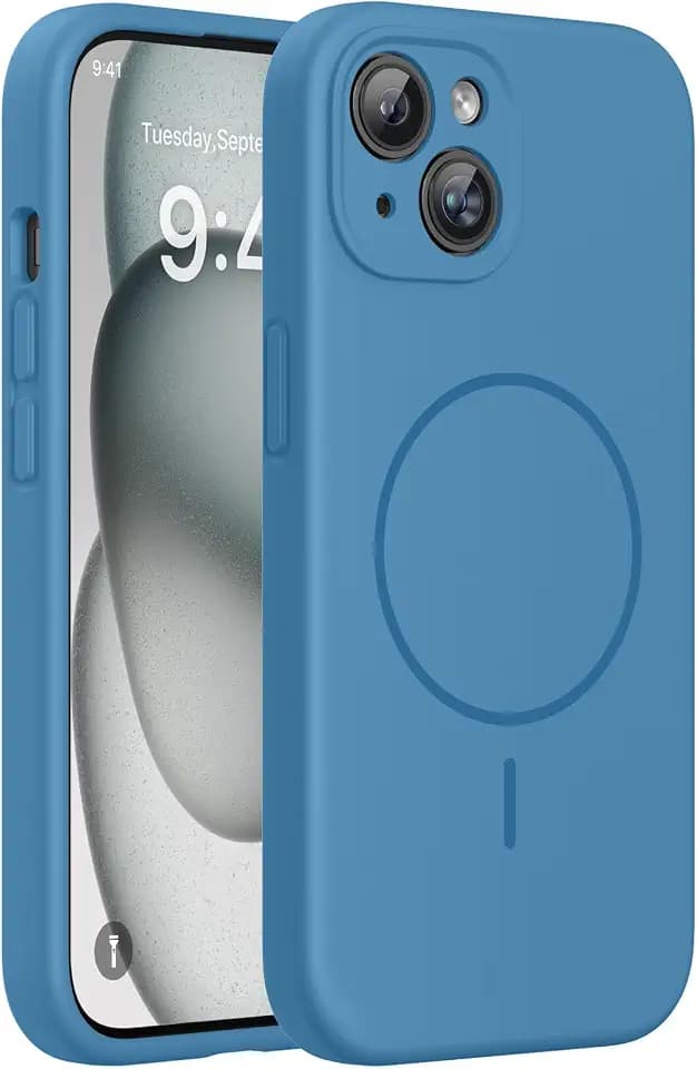 Miracase Silicone & Magnetic for iPhone 15 Case, Capri Blue