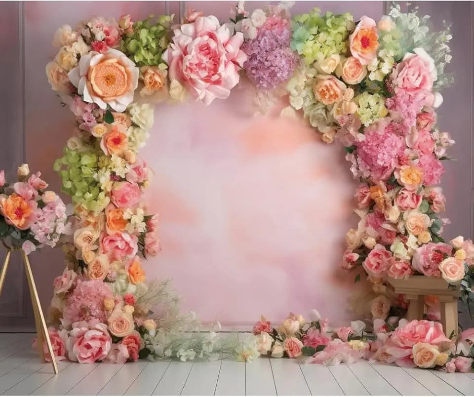 10x8ft Flowers Mothers Day Backdrop Bridal Shower Backdrop for Pictures Watercolor Pink Floral Photo Backdrop for Girls Women Bridal Shower Banner Decorations