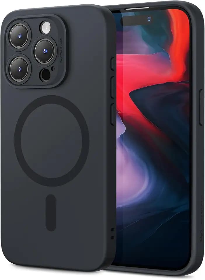 ESR for iPhone 15 Pro Max Case with MagSafe, Supports Magnetic Charging, Slim Liquid Silicone Case, Shock Absorbing, Screen and Camera Protection, Cloud Series, Dark Blue