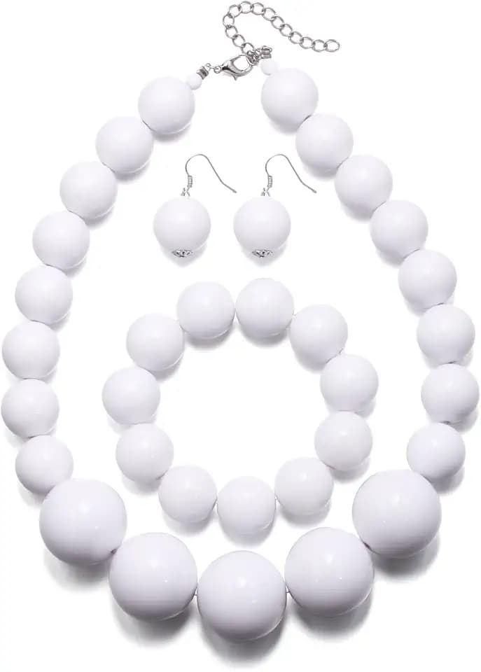 EVER FAITH Costume Chunky Large Resin Beads Boho Strand Necklace for Women