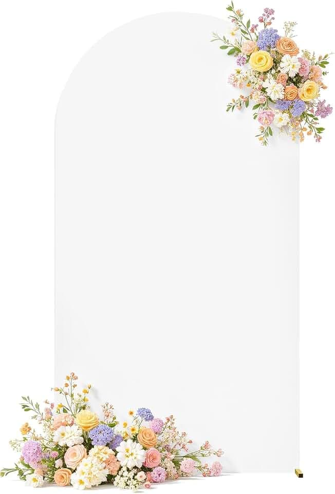 White Arch Backdrop Cover for Wedding, 6FT White Arch Cover Stretchy Backdrops, Double-Sided Arch Stand Covers for Wedding Ceremony, Baby Shower, Birthday Party Decoration