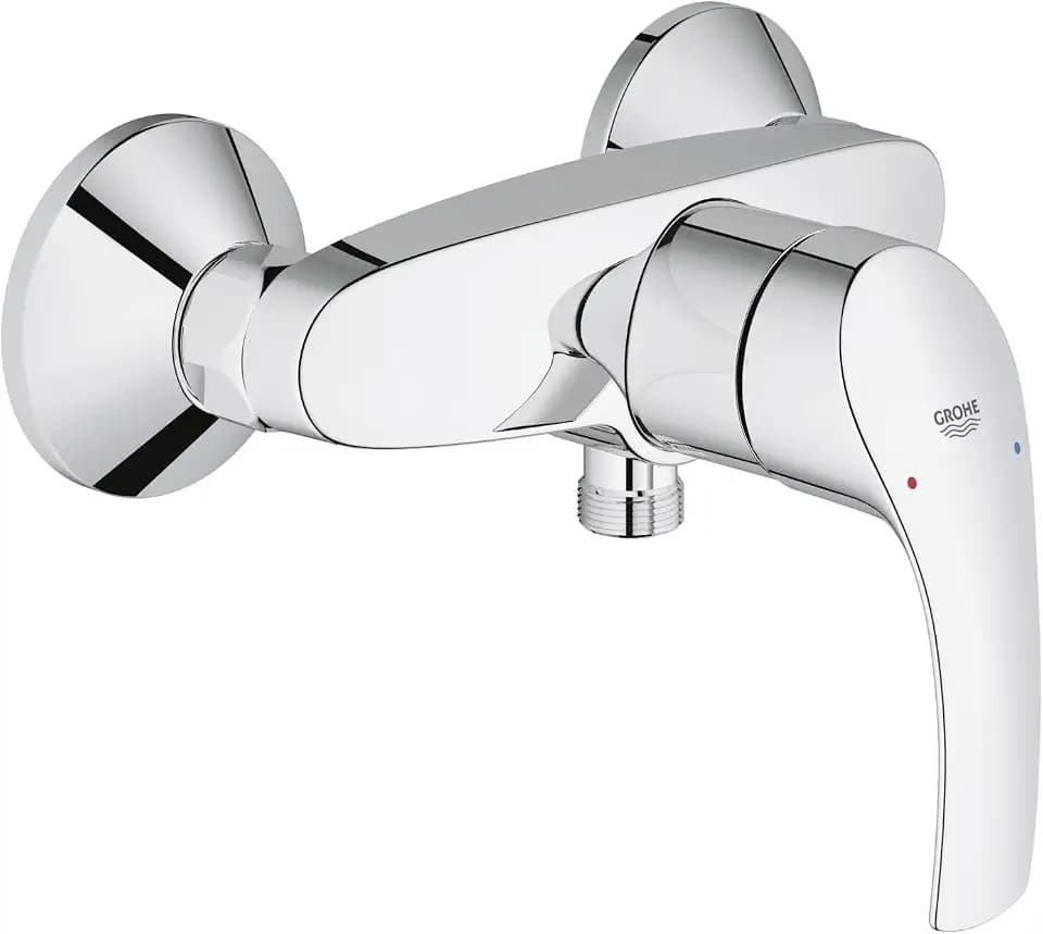 GROHE Eurosmart, Badewannenarmatur (Duscharmatur für die Badewanne, Mischbatterie mit automatischer Umstellung Wanne/Brause, mit integriertem Rücklaufventil, S-Anschlüsse) chrom, 33555002