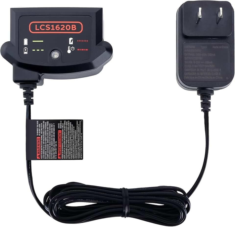 LCS1620B Replacement for Black and Decker 20V Lithium Battery Charger, Compatible with Black and Decker 12V and 20V MAX Battery LBXR20