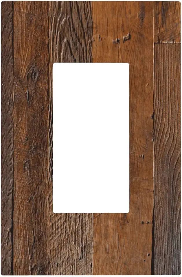 Rustic Brown Wood Board Natural Grain Print Decorative Outlet Covers 1 Gang Single Rocker Light Switch Cover Plate Wall Plates GFCI Faceplate for Farmhouse Home Decor