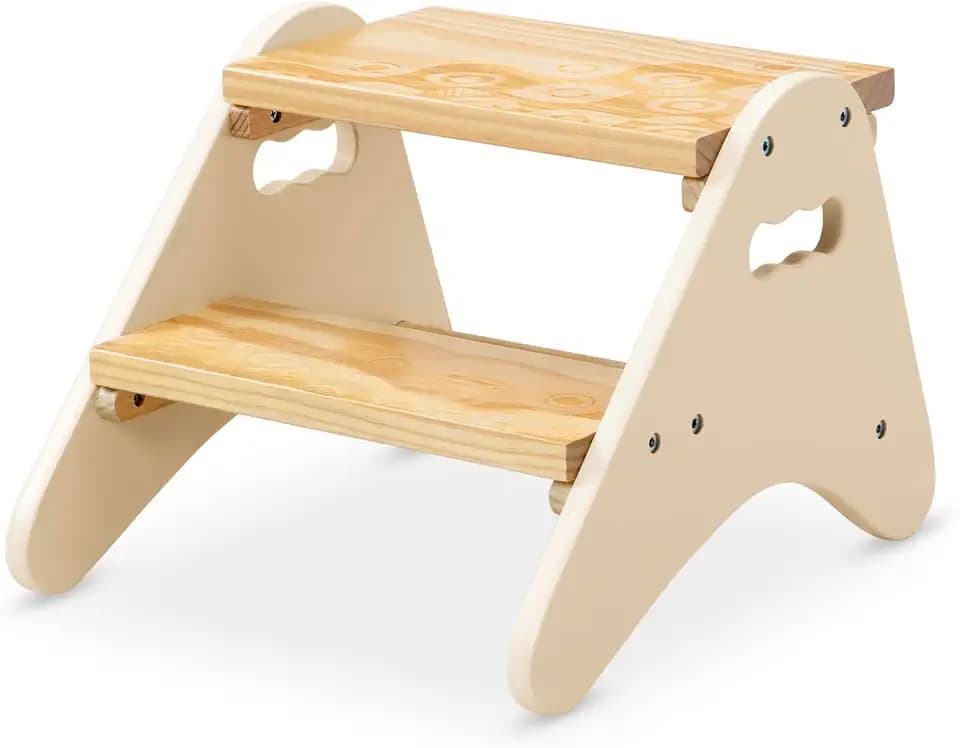 B. toys Peek-A-Boost, 2-stufiger Tritthocker aus Holz, Elfenbein