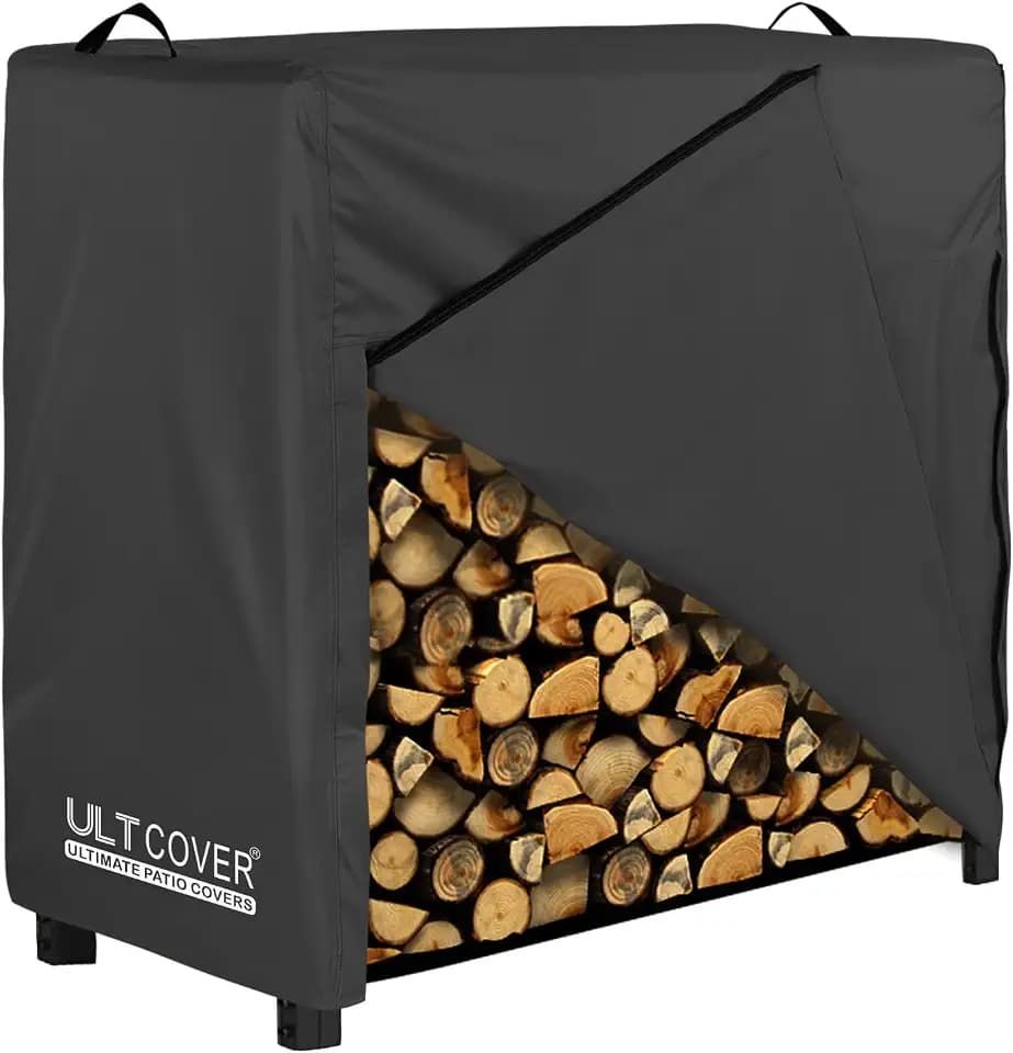 ULTCOVER Waterproof Firewood Racks Cover 4 Feet, Black