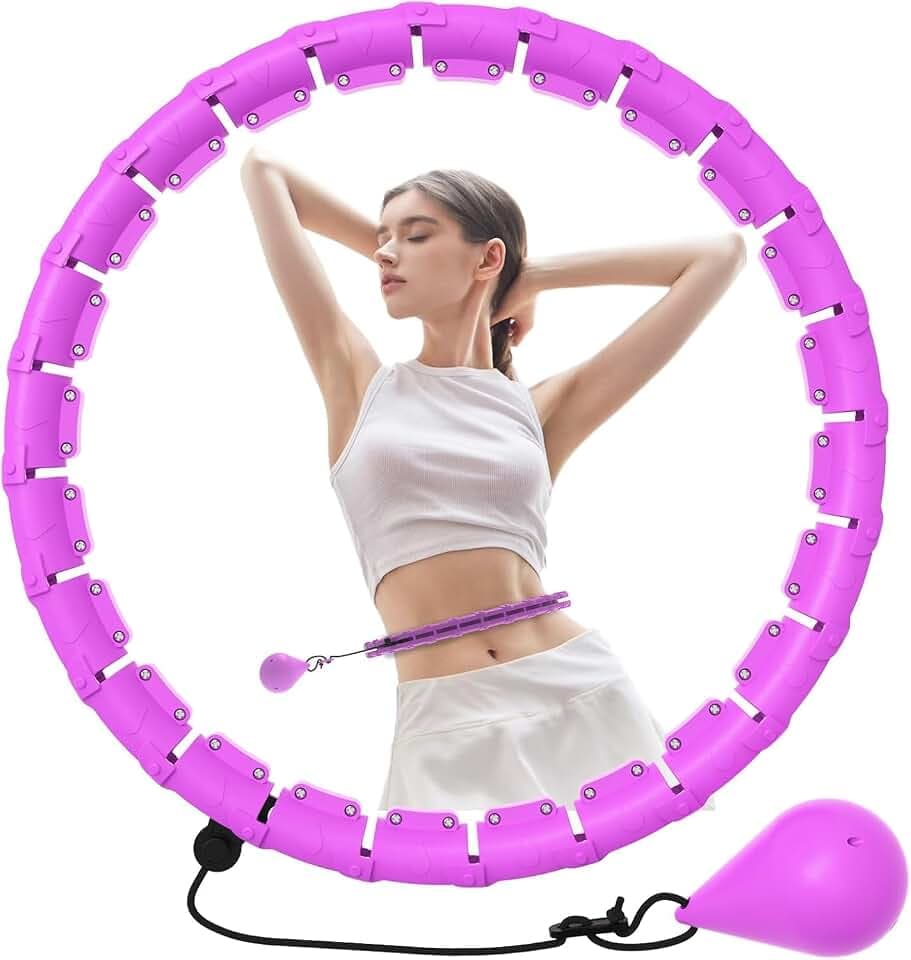 JKSHMYT Smart Hoop Reifen Erwachsene mit Gewicht Kugel, 24 Knoten Umfang Abgebauter Fitnessreifenl, Hullahub Reifen Zum Abnehmen für Gewichtsverlust, Fitness, Unterhaltun