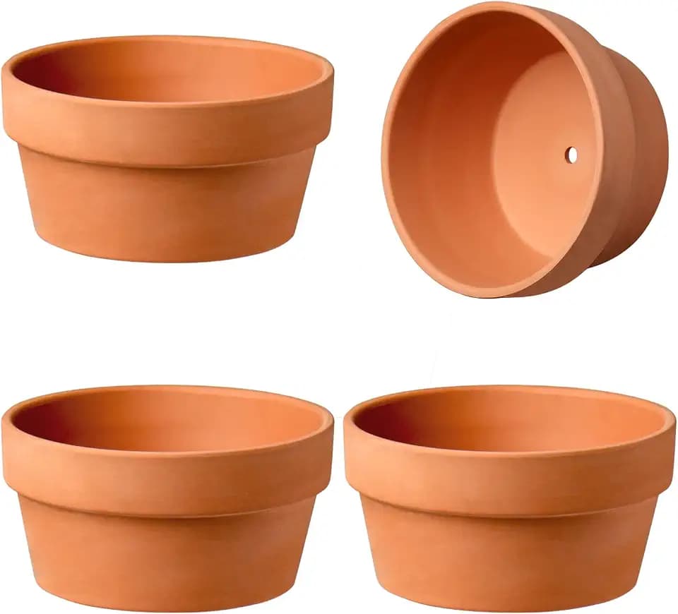 Briful 4 Stück Blumentöpfe Terrakotta Topf 14 x 7.1 cm Tontöpfe mit Abflussloch Sukkulenten Töpfe Kräutertopf ideal für Pflanzen Basteln Hochzeitsgeschenk