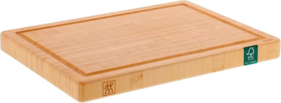 ZWILLING Schneidbrett mit Saftrille, Massives Bambus-Holz, Klingenschonend