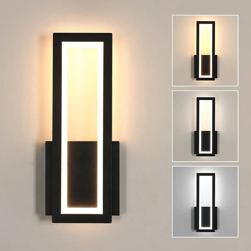 Osairous Wandleuchte LED Innen Modern, 16W 1800LM Wandlampe Acryl, Schwarz