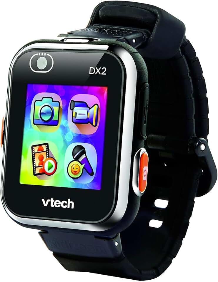 VTech Kidizoom Smartwatch DX2 Schwarz, interaktive Uhr für Kinder mit Doppelkamera, Farb-Touchscreen, Smartwatch mit Bewegungssensor, stoßfest, italienische Sprache, 3-12 Jahre