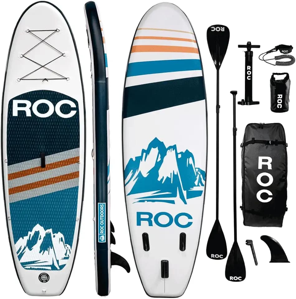Roc Inflatable Stand Up Paddle Board 10' 6" with Premium SUP Paddle Board Accessories, Wide Stable Design, Non-Slip Comfort Deck for Youth & Adults (Navy)