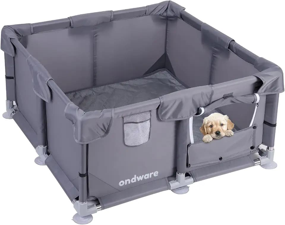 28 x 28 x 15 in Puppy Playpen with Gate, Indoor Small Pet Pen
