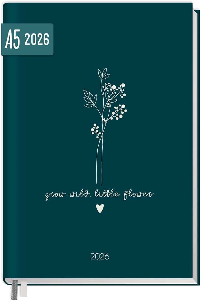 Häfft® Chäff-Timer Classic Kalender 2026 A5 "Little Flower" Buchkalender, Terminplaner, Terminkalender, Wochenplaner für 12 Monate: Jan. 26 bis Dez. 26