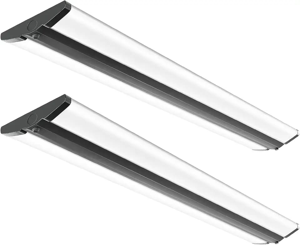 FAITHSAIL 4FT LED Wraparound Light Fixture Ceiling Mount, Ultra Slim 50W LED Garage Light Flush Mount, 4000K Neutral White, 5500 Lumens Office Light, Fluorescent Fixtures Replacement, 2 Pack