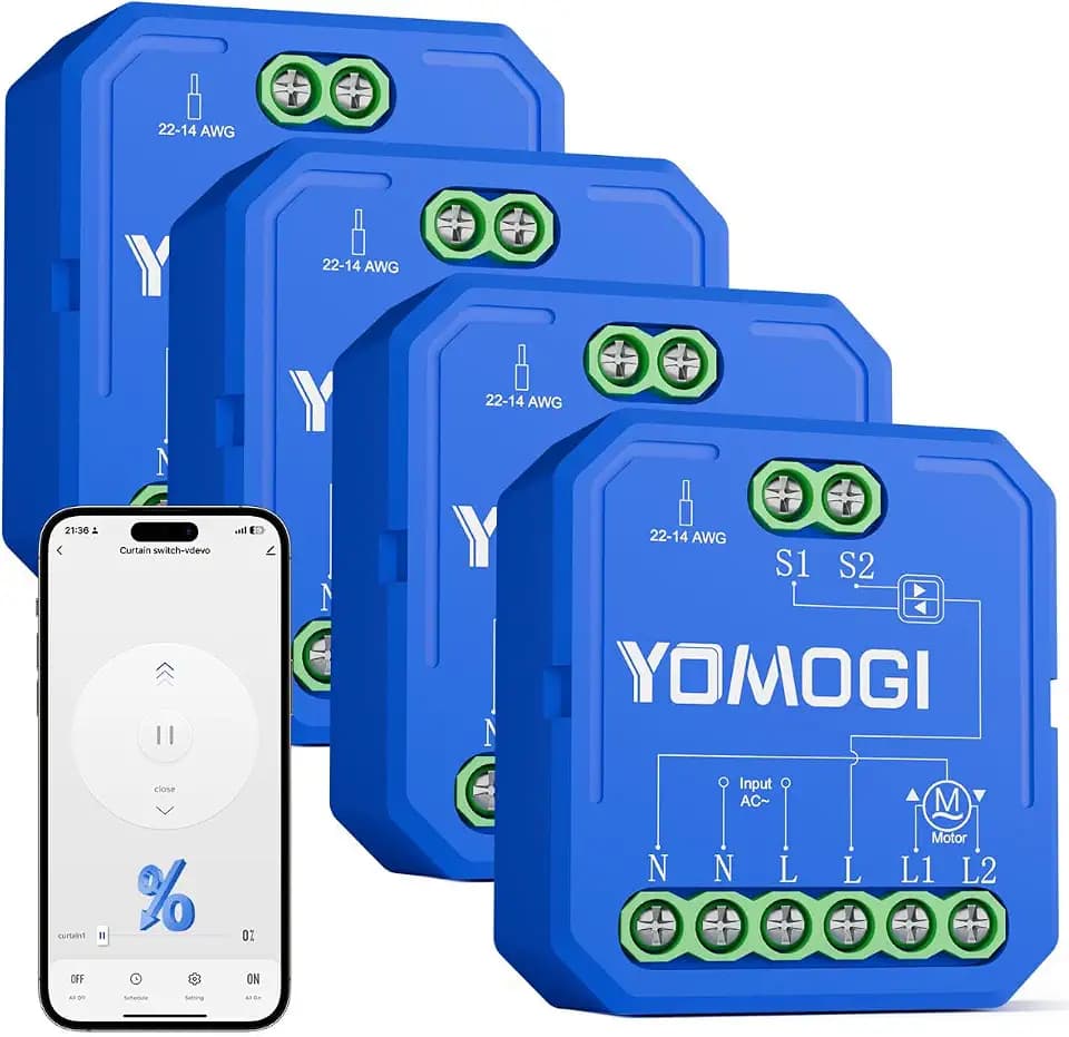 Yomogi Wlan Rolladenschalter, Prozentkontrolle Smart Home Rolladensteuerung für Rollläden, Jalousie Schalter Kompatibel mit Alexa & Google & Siri, Keine Fernbedienung (Prozentfunktion, 4)