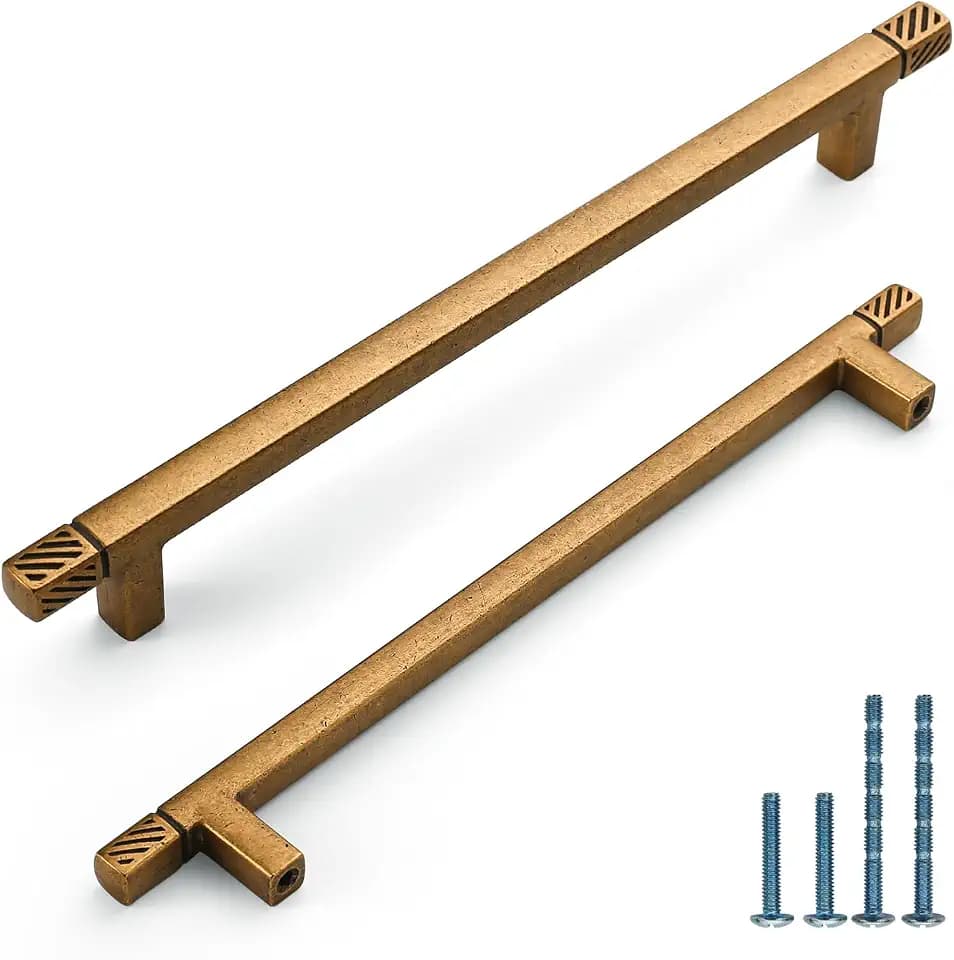 10 Pack 7.5 Inch(192mm) Kitchen Cabinet Handles Antique Brass Cabinet Pulls Vintage Retro Kitchen Cabinet Hardware Drawer Pulls for Dresser Cupboard Wardrobe