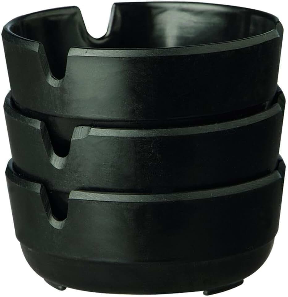 APS 576 Aschenbecher "CASUAL" 3er-Set Schwarze Melamin Aschenbecher, Ø 8 x 3 cm