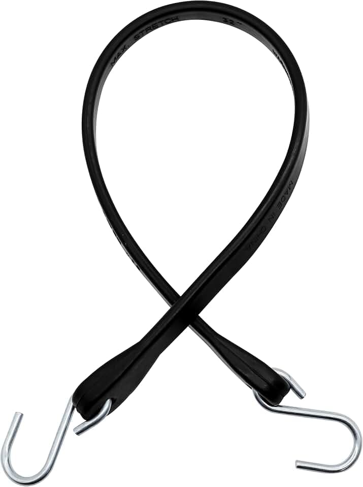 Rubber Tarp Straps 21 Inch, 50 Pack Heavy Duty EPDM Bungee Straps with Crimped Steel Hooks for Flatbed Trucks, Trailers, Cargo Securement, Equipment & Lumber Tarps