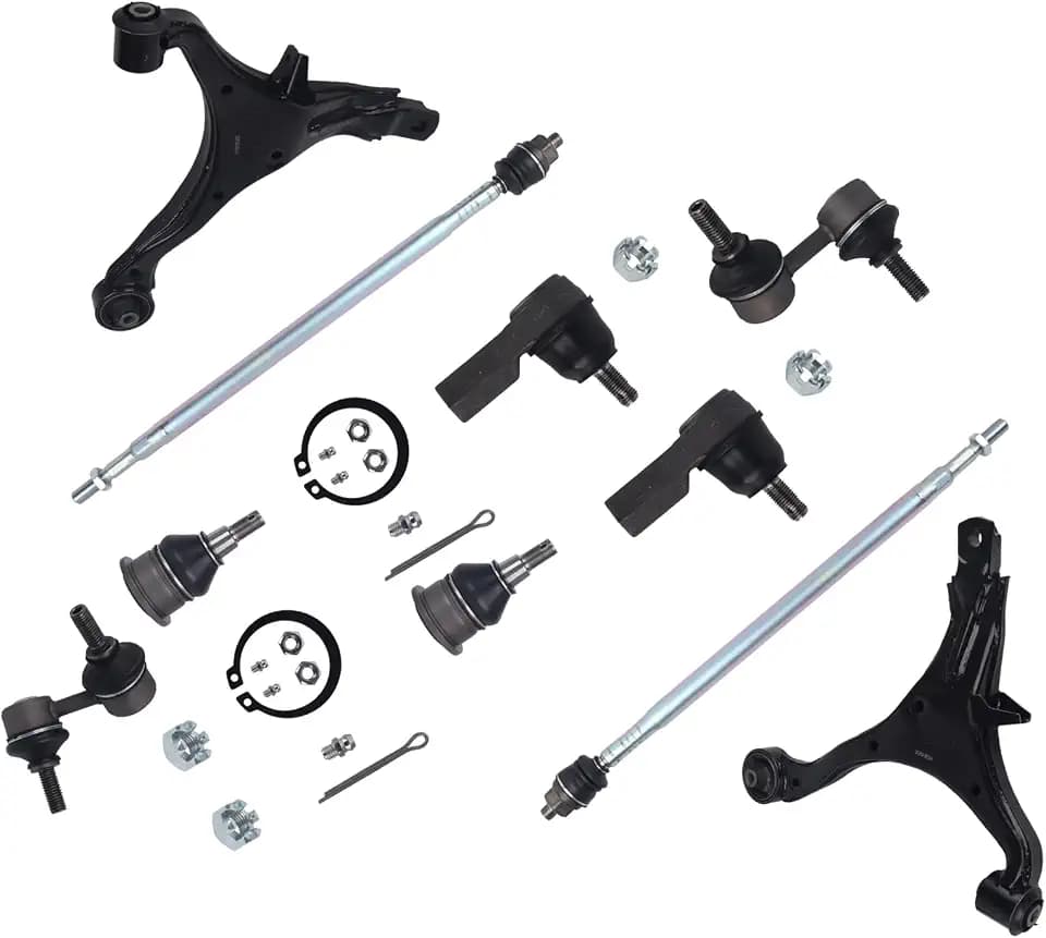 KUSATEC 10PCS Front Lower Control Arms Fit for Honda CR-V 2002 2003 2004 2005 2006 Suspension kits w/Ball joints Sway bars Tie Rods; K640399 K640400 K90454 K90455 ES3581 EV80383 K80223