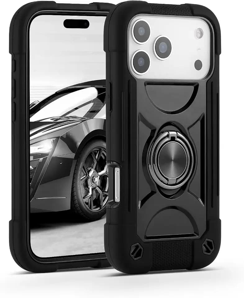 MARKILL Compatible with iPhone 18 Pro Max Case/iPhone 17 Pro Max Case 6.9 Inch with Ring Stand, Heavy-Duty Military Grade Shockproof Phone Kids Cover for 18 Pro Max/17 Pro Max Black