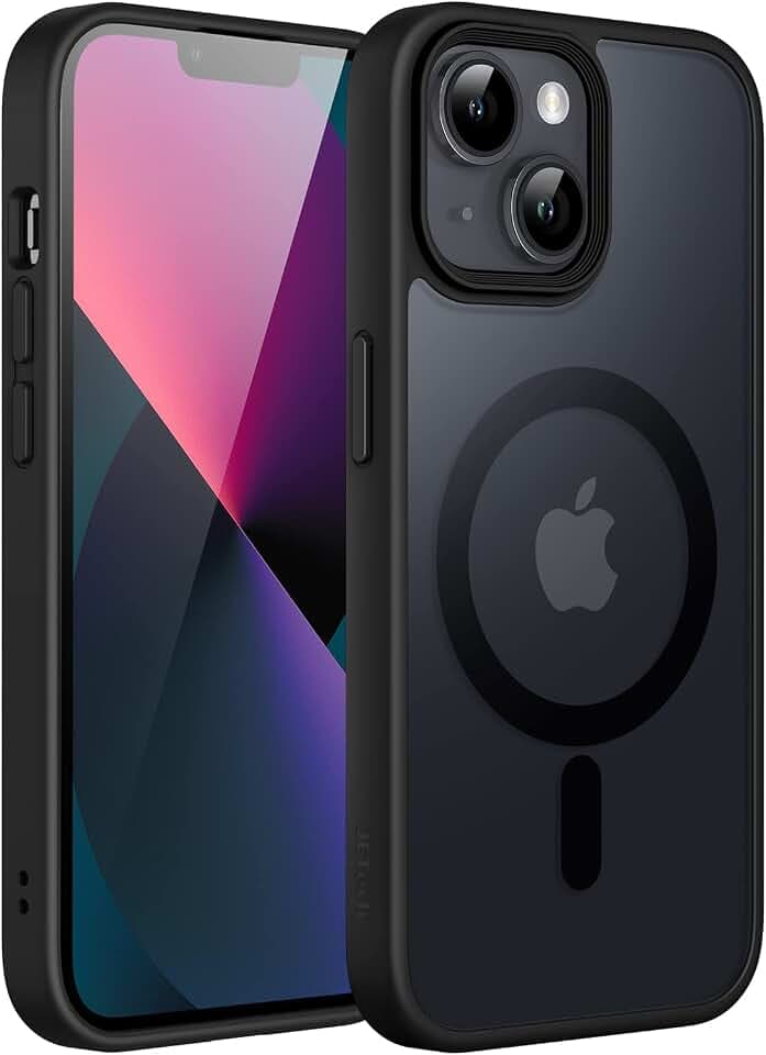JETech Matte Magnetische Hülle für iPhone 13, Schwarz