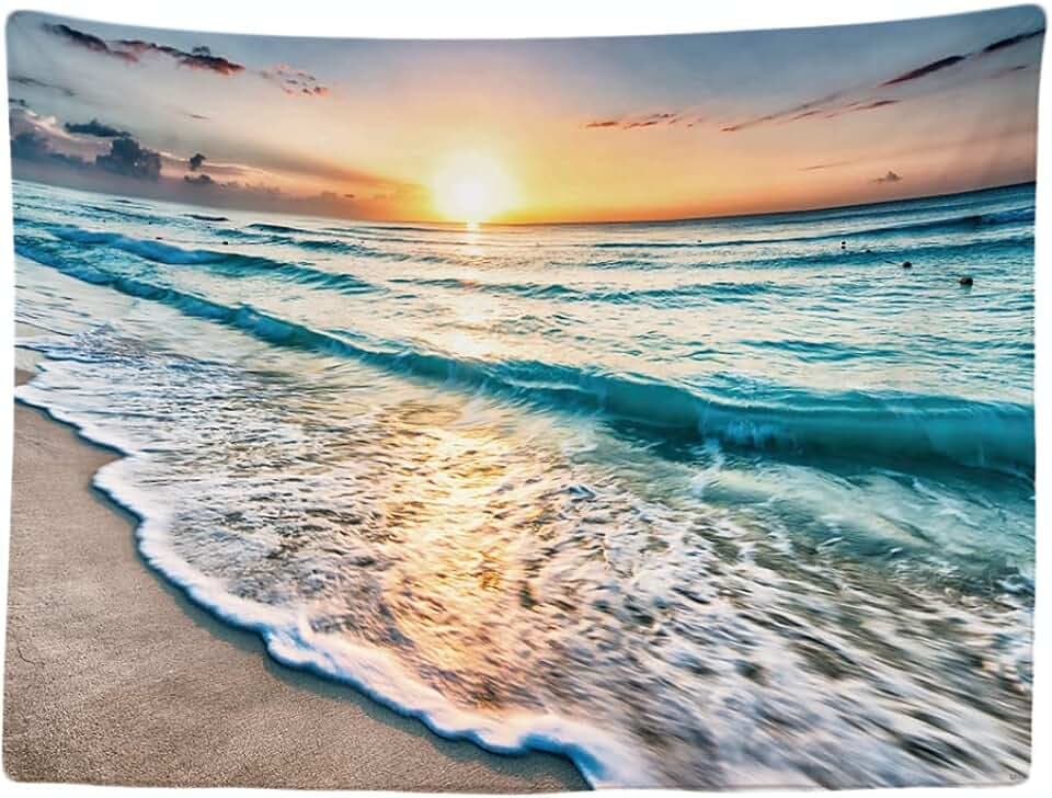 Ulticool - Meer Wellen Strand Natur - Wandteppich - 200x150 cm - Großer Wandteppich - Poster Verzierung - Dekoration - Tapete - Leinwand - Malerei - Zubehör Raumteiler - Blau