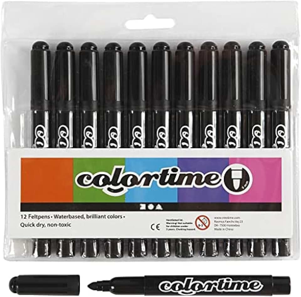 Colortime Marker, 5 mm Linie, schwarz, 12 Stück