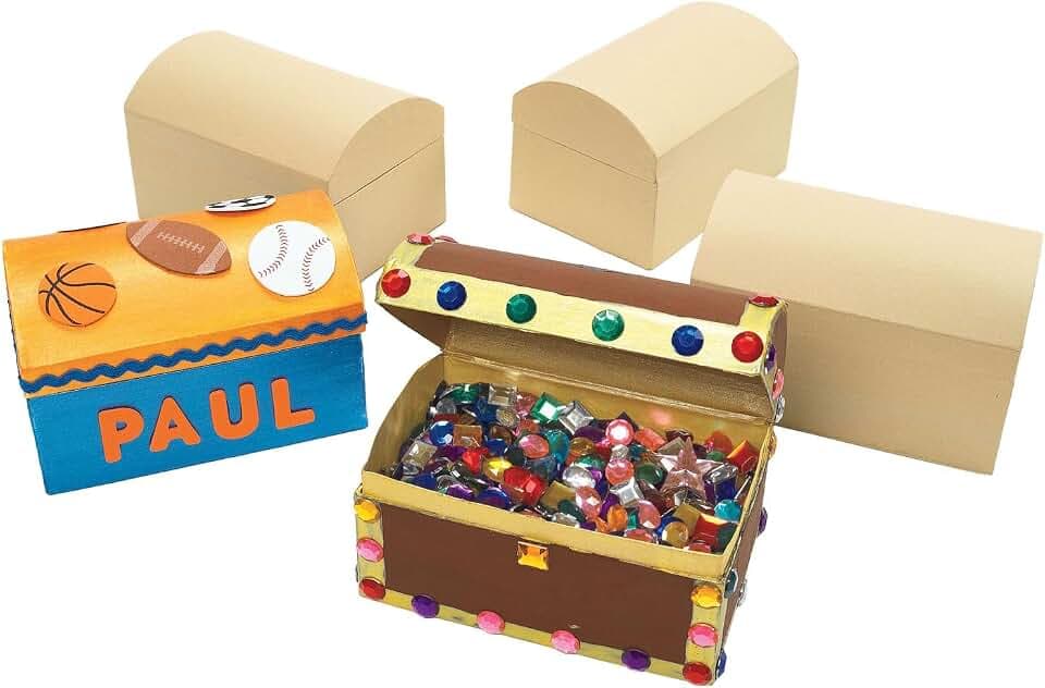 Colorations Decorate Your Own Papier-Mache Treasure Chests - Set of 12