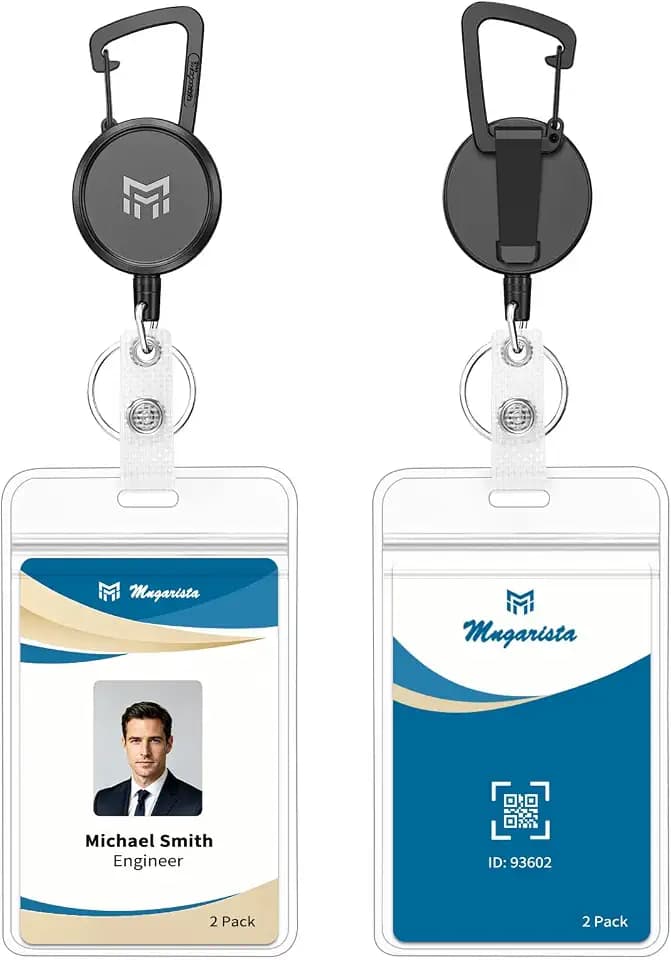 MNGARISTA ID Badge Holder Retractable Keychain, Badge Reel Clip, 2 Pack