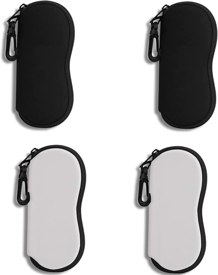 Hion Sunglasses Soft Case Ultra Light Neoprene Zipper Eyeglass Case With Belt Clip
