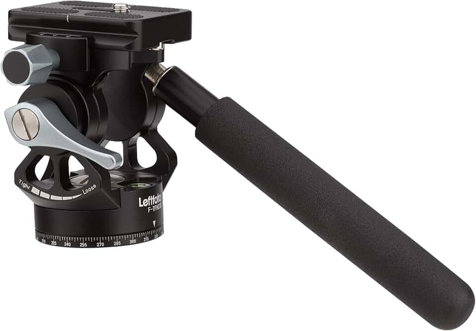 LEFTFOTO Panorama-Stativ, Flüssigkeitskopf, Stativ, Flüssigkeitskopf, kleine Schwenk-Kamerahalterung mit Arca Swiss Schnellwechselplatte und Griff für kompakte Videokameras und DSLR-Kameras